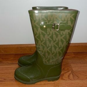 Michael Kors MK Signature Logo Rain Boots, Green